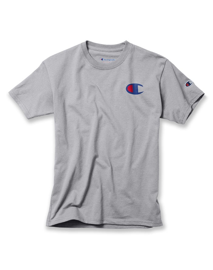 Champion Boys T-Shirt NZ - Cotton Big C Logo Grey ( 0863-HNOPE )